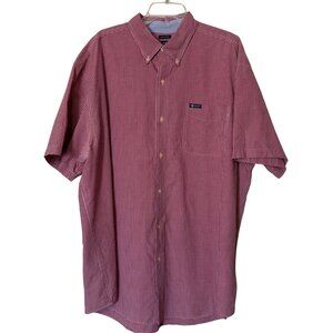 Chaps Easy Care Red & White Plaid Pattern Short Sleeve Men's Size 3XL (READ)